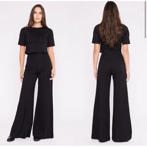 Ripley Rader Ponte Knit High Rise Pintuck Seam Wide Leg Stretchy Pants 3 Medium